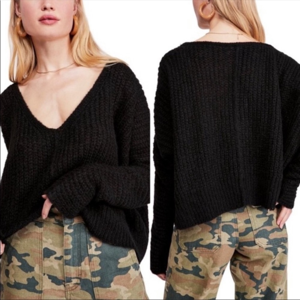 NWT Free People Moonbeam V-Neck Alpaca Sweater - Picture 4 of 7